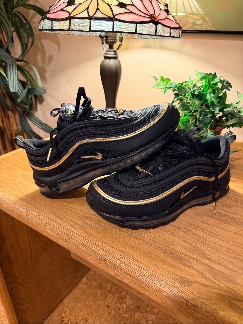 Nike unisex Black Sneakers with Gold Trim
